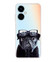 PrintiFy Tecno Camon 19 ile Uyumlu Köpek 3 Kamera Korumalı Şeffaf Kılıf