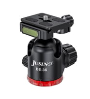 JUSINO BE-36 Profesyonel Tripod Kafası  Yüksek Taşıma Kapasitesi  Panoramik ve Portre Çekim  CNC Alüminyum  Arca-Swiss Uyumlu (Siyah)