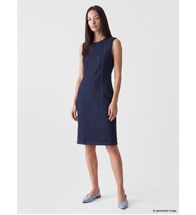 LCW EVERYDAY İndigo Bisiklet Yaka Jean Elbise