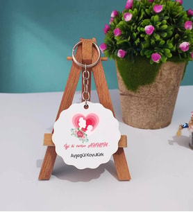 Anneler Günü Hediyesi Anneye Hediye - 6 - Ahşap Anahtarlık