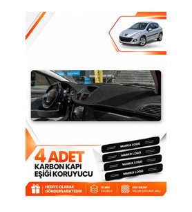 PEUGEOT 207 (2007-2012) Uyumlu Ön Torpido Koruma Kılıfı Halısı - Siyah