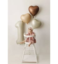 1 Yaş Doğum Günü Retro Pastel Parti Balon Seti 3 Adet Retro Kalp Balon 1 Rakam Krem Folyo Balon