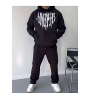 Uzun Kol Kapşonlu Baskılı SweatShirt - Siyah