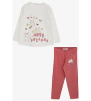 Breeze Kız Bebek Taytlı Takım Tavşan Baskılı 9 Ay-3 Yaş, Ekru