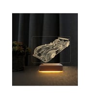 3D Led Masa Lambası Yarış Arabası Tasarımı Doğum Günü Hediye (Krem)