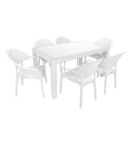 Mandella Elit Rattan 90x150 Eylül Koltuk Camlı Masa Takımı Beyaz
