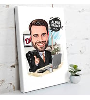 İş Adamı Erkek Karikatürlü Kanvas Tablo