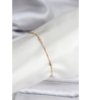 14K Gold Renk Kaplama Topçuklu Model CM Kadın Bileklik - TJ-BB8138