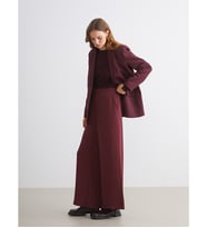 LCW Vision Bordo Beli Lastikli Geniş Paça Kadın Pantolon