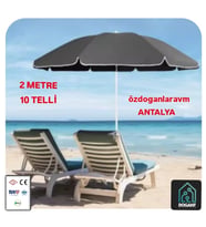 Antrasit Plaj Kamp Bahçe 2 Metre Şemsiyesi Çantalı
