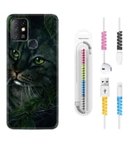 INFINIX Hot 8 9 10 11S Hot 10 Play 10T Kılıf Kablo Koruma Spiral Silikon Flowers Cat 1345