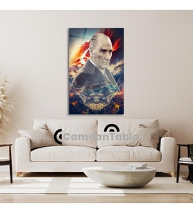 Atatürk ve Bayrak Cam Tablo