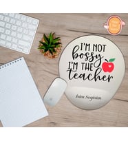 Kişiye Özel Kalp Temalı Patron Değilim Öğretmenim Yazılı Mouse Pad Bilek Destekli