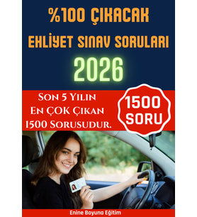 %100 Yüzde Yüz Çıkacak Ehliyet Soruları-1500 Soru