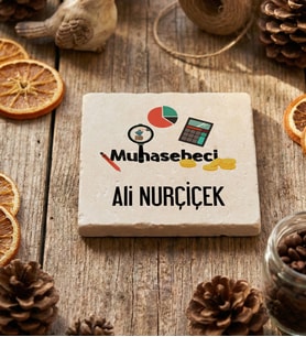 Kişiye Özel Muhasebeci Bardak Altlığı Hediyesi (Krem)