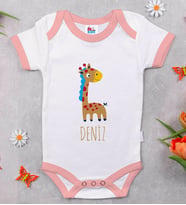 BK Kids Kişiye Özel Pembe Bebek Body Zıbın - Model 149