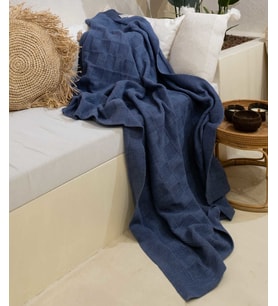 Koza Home Plaid İndigo Tek Kişilik Battaniye 160x220 15016