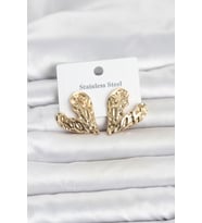 316L Çelik Gold Renk Kalp Model Kadın Küpe 5886 - HPSBYI3206-1139