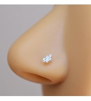 925 Ayar Mini Yaprak  Model Hızma  Çiçek Figürlü Burun Piercingi (Çok Renkli)