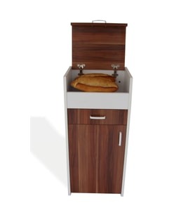 Vena Ekmek Dolabı (Ekmek Tahtası hediyeli) Çok Amaçlı Dolap - (45x35x98h) (Beyaz - Ceviz)