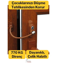 Çelik Halatlı Kablolu Anahtarlı Dayanıklı Pvc Kapı Pencere Emniyet Çocuk Güvenlik Kilidi 1 Adet