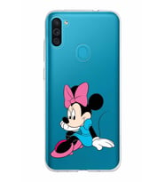 Samsung Galaxy M11 Kapak Minnie Mouse Tasarımlı Şeffaf Silikon Kılıf