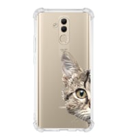 Huawei Mate 20 Lite Uyumlu Köşe Korumalı Antişok Kapak Catface Tasarımlı Şeffaf Silikon Kılıf
