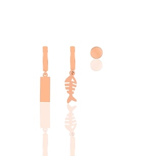 Gümüş rose kombin üçlü küpe seti SGTL11649ROSE