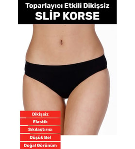 Özel Üretim İz Göstermez Düşük Bel Sıkılaştırıcı İnceltici Vücut Toparlayıcı Dikişsiz Slip Korse (Siyah)