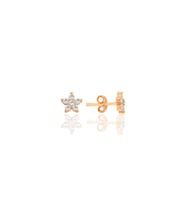 Gümüş rose zirkon taşlı çiçek küpe SGTL12550ROSE