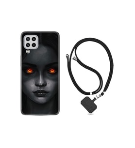 Samsung Galaxy A12 Kılıf Resimli Desenli Silikon Boyun Askılı Dark Woman 1887