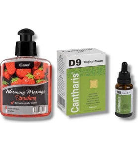 Caas Çilek Aromalı Isıtıcılı Masaj Yağı 100 Ml + Cantharis D9 Kadınlara Özel Damla