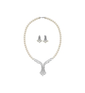 Zirkon Taşlı Doğal İnci Küpe Kolye İkili Set