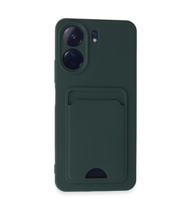 Xiaomi Redmi 13C Kılıf Kelvin Kartvizitli Silikon - Koyu Yeşil