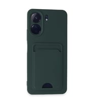 Xiaomi Redmi 13C Kılıf Kelvin Kartvizitli Silikon - Koyu Yeşil