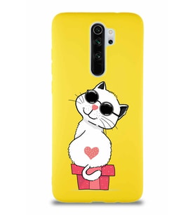 Xiaomi Redmi Note 8 Pro Soft Premier Kapak Coolcat Tasarımlı Silikon Kılıf - Sarı (Şeffaf)