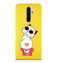 Xiaomi Redmi Note 8 Pro Soft Premier Kapak Coolcat Tasarımlı Silikon Kılıf - Sarı (Şeffaf)