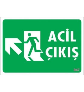 Pvc Levha quot;Acil Çıkışquot; 17,5*25 cm