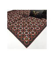 Geometrik Desen Black Seri Twill Eşarp Eşarp Askısı ile Birlikte 90x90 cm Turunc