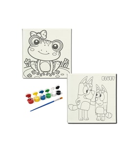 Okul Etkinliği-2'li Tuval Boyama Seti. 20x20 Cm Uv Baskı 6 Akrilik Boya 1 Fırça-model-217