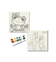 Okul Etkinliği-2'li Tuval Boyama Seti. 20x20 Cm Uv Baskı 6 Akrilik Boya 1 Fırça-model-217