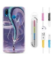 Huawei P20 Lite Mate 10 20 Lite Pro P40 Lite KılıfKablo Koruma Spiral Silikon Kız ve Ejderha 1742