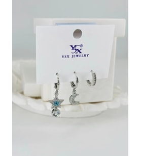 Zirkon Taşlı Üçlü Kombin Küpe - Kp00379