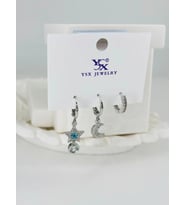 Zirkon Taşlı Üçlü Kombin Küpe - Kp00379