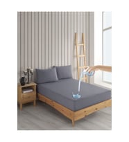 Mikro Fitted Sıvı Geçirmez Renkli Yatak Alezi Renkli Alez Çarşaf (Gri)