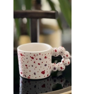 Boncuk Kulp Turuncu Mug Fincan Kupa (Karışık)