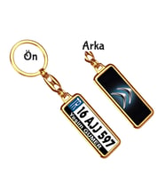 Kişiye Özel Plaka Metal Anahtarlık   Citroen Logo (Altın)