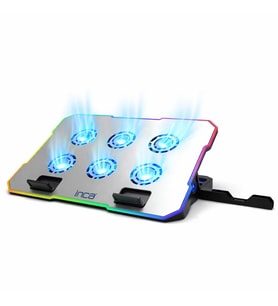 INC-618GMS 6 Fanlı RGB Laptop Soğutucu Stand 9-17”  2400 RPM 10 LED Mod 5 Kademe Yükseklik Ayarlı