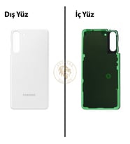 Samsung Galaxy S21 Beyaz Renk Arka Kapak Arka Cam Batarya Kapağı Pil Kapağı Lazer Kesim Back Cover Galaxy S21 Uyumlu