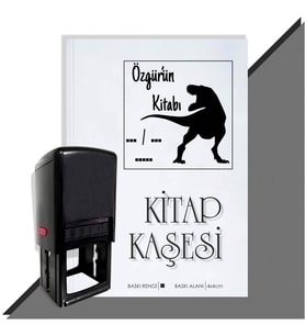 Kişiye Özel  Dinazor Silüeti 4 Tarihli Kitap Kaşesi (Siyah)
